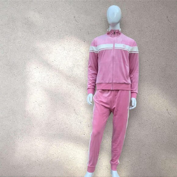 Men’s Sergio Tacchini Pink | Gardenia Pipping Velour Full Zip Tracksuit NWT - Picture 6 of 6
